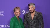 Oliver Gliese and Adam Lambert attend The Los Angeles LGBT Center...