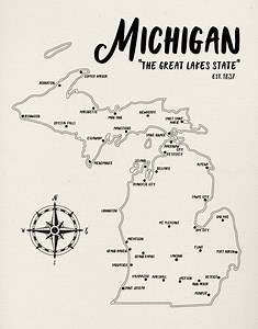 Michigan Map Custom Push Pin Map, Personalized Travel Map, Second Anniversary Cotton Gift, Family Vacation, Map Tracker, Engagement Gift - Etsy