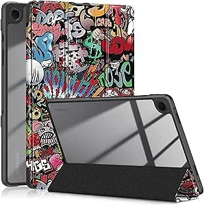 Case for Galaxy Tab A9+/A9 Plus 11 inch 2024,Shockproof Cover with Clear Transparent Back Shell Case for (SM-X210/X215/X216) Auto Wake/Sleep Function,Graffiti