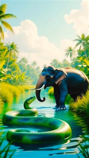 Elephant and Anaconda - The Power of Smart Thinking | Jungle Moral Story | Hindi Moon Animation#ai
