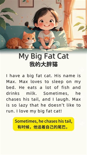 🎧英语听力打卡100天｜My Big Fat Cat 我的大肥猫｜体验阅读的力量｜零基础学英语｜实用英语口语｜听力磨耳朵#learnenglishthroughstory #learnenglish