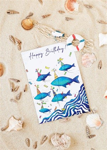 Party Fishes | Watercolor Fish Birthday Card | Printable Digital Download | Gift for Fish Lover - Etsy