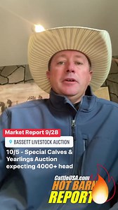 HBR Market Report - Bassett Livestock Auction View the full report at bassettlivestock.com/market-results/ Upcoming - Wednesday, October 5, 2022 Special Calves & Yearlings Auction Expecting 4,000 Head bassettlivestock.com/special-calves-yearlings-auction-wednesday-october-5-2022/ HotBarnReport.com 🔥 View and bid live at CattleUSA.com 🇺🇸 | Hot Barn Report