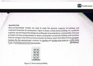 Mass–Spring–Damper Seismometer for a Three‐Storey BuildingMas... | Filo