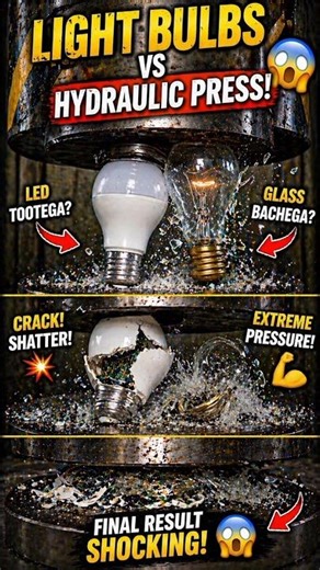 LED vs Filament Bulb 💡😱 Hydraulic Press Test – Kaun Zyada Strong?!