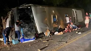 At least 17 killed in bus crash after driver 'lost control when brakes failed'