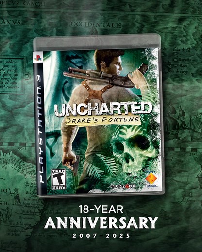 477K views · 7.8K reactions | Happy 18-year anniversary to UNCHARTED: Drake's Fortune!  This action-packed PS3 debut introduced the world to Nathan Drake, Victor Sullivan, and Elena Fisher. | Naughty Dog, LLC | Facebook