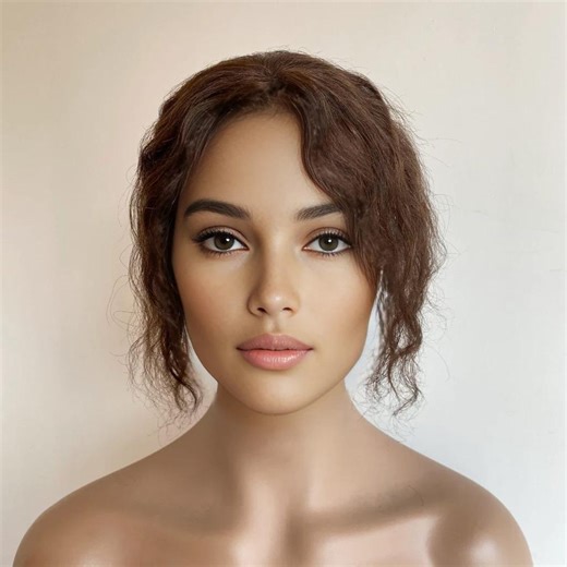 Dark Brown Women Human Curly Real Hair Topper Middle Part Clip-in Wiglet Mesh Base - Etsy