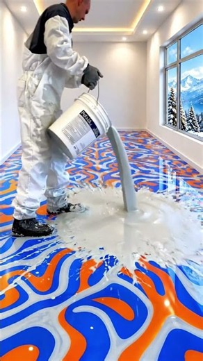 Stunning Blue & Orange Epoxy Floor Transformation 😍 | Luxury Bedroom Makeover | Satisfying Timelapse