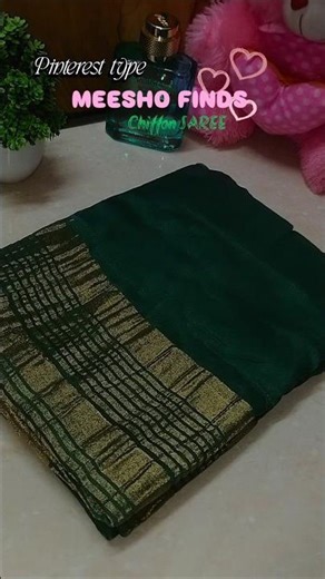 Chiffon SAREE 💚 |Meesho| Link in description 💫 #aesthetic #meesho #fashion #buynow #saree #shorts #💚