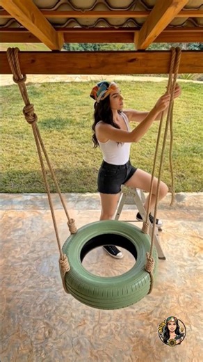 This resort swing chair was an old tire 🤯