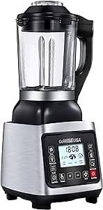 GoWISE USA GW22501 Premier High Performance Heating Blender with 6 Blending Presets and Recipe Book, Black