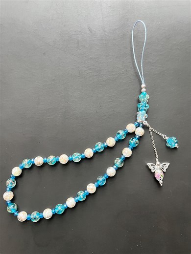 Devon - Glow in the Dark Firefly Beads Phone Wrist Strap - Blue Butterfly - Etsy