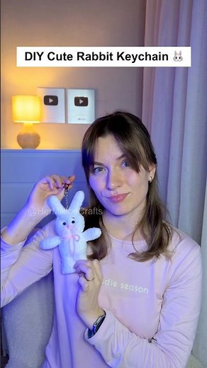 DIY Cozy Bunny Charm 🐰 Soft Mitten Keychain Craft #diy #craft #aesthetic #kute #kawaii #viral