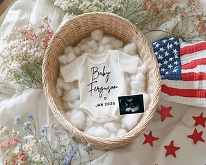 4th of July Baby Announcement: Patriotic Pregnancy Reveal (digital Template) - Etsy