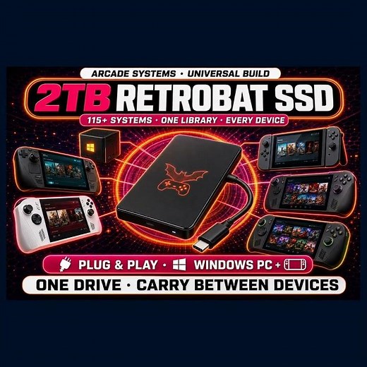 2TB RetroBat Retro Build for Windows PC + Handhelds (Steamdeck / Rog Ally / Lenovo Go / MSI Claw) -