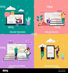 Online education flat design concept, web training, distance lectures, electronic books, internet testing isolated vector illustration Stock Vector Image & Art - Alamy