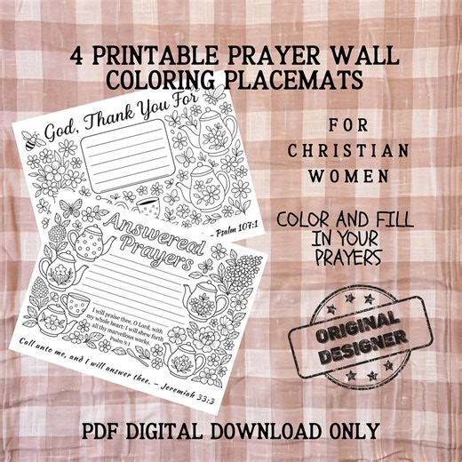 4 Christian Womens Prayer Wall Coloring Placemat-faith Printable Bible Verse PDF - Etsy