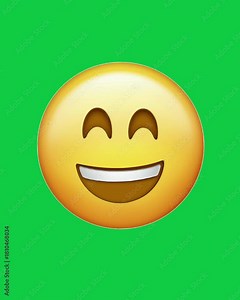 Animated happy laughing emoji with smiling eyes, cheerful expressive face for video editing overlays and reaction content.