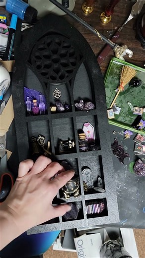 DIY Witchy Miniature Cabinet 🪄 | Arch Window Shelf Filled with Crystals, Potions & Magic