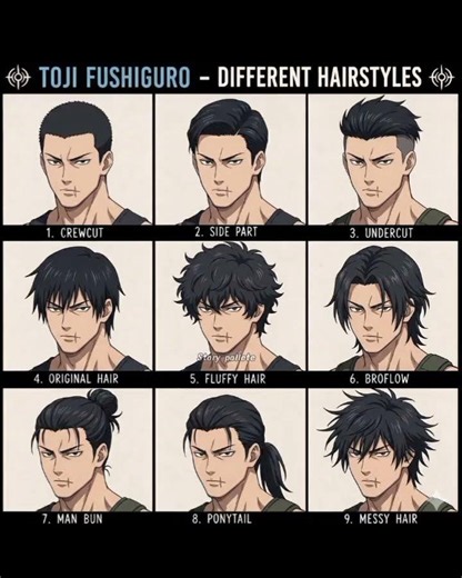 Which hairstyle suits Toji fushiguro 😍✨ #anime #animeshorts #jujutsukaisen #toji #tojifushiguro