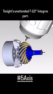 A preview of tonight’s unattended machining of a 2.25:1 ratio 7-1/2” pinion gear for a 400MPH project. #StayTuned #AdvanceTheSport #Mazak #Integrex #espritcam | Tubeworks