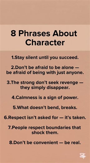8 Phrases about character. #motivation #quotes