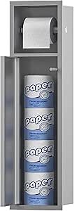 Neodrain Recessed Toilet Paper Holder, Brushed Toilet Tissue Holder with Storage Cabinet for Toilet Brush Holder, 304 Stainless Steel Wall Bathroom Roll Paper Holder