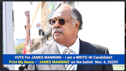 MANNING Campaign Goes on NYC TV: ApproveThisMessage (11 Oct 2024) atlah.org The Manning Report https://linktr.ee/atlahworldwide Give Your Gifts At: atlah.org/online-giving DONATION APP - https://cash.app/$ATLAH CashApp: $ATLAH ATLAH Church P.O. Box 2423 ATLAH, New York 10027 "ATLAH: THAT'S WHAT GOD SAID." | Dr. James David Manning