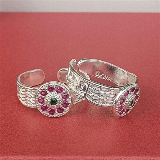 925 Sterling Silver Toe Rings Bichiya | Adjustable Floral Stone Pair | Indian Bridal Foot Jewelry - Etsy UK