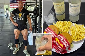 Dwayne 'The Rock' Johnson indulges in a hefty 'cheat meal' after his workout
