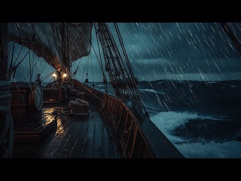 Rainstorm & Ocean Waves on a Quiet Boat | Soothing Sea Sounds for Stress Relief and Deep Sleep