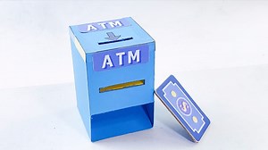 简单制作能存取款的ATM机，用卡取出的存钱罐玩具，好玩