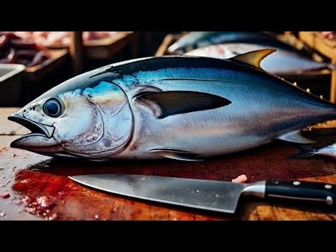 Precision Cuts❗🔥 Yellowfin Tuna Cutting Skills like a Pro in Sorong city, Indonesia