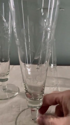 Mid Century Etched Crystal Pilsner Glasses Set of 6 - Etsy