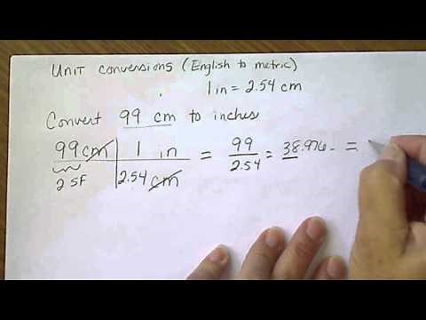 Unit conversions using unit cancellation, English/metric