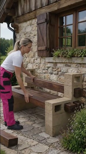 DIY Outdoor Bench Idea with Concrete Blocks & Wood