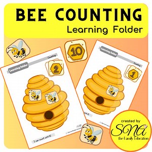 Bees Counting Numbers/Toddler Preschool Learning File Folder/ Binder Busy Book