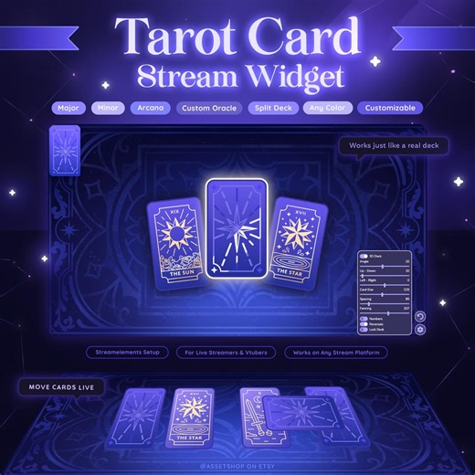 Tarot Card Stream Widget - for Twitch • Youtube • Any Platform | Major & Minor Arcana | Oracle | Streamelements Setup | Customizable | Game - Etsy