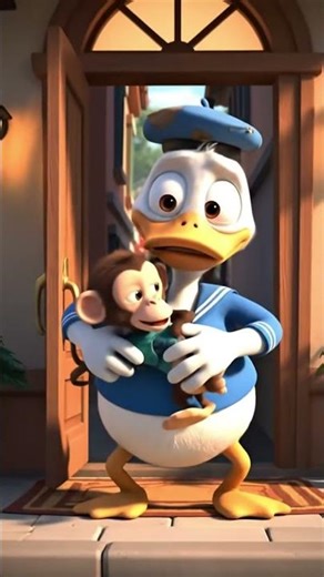 Poor Duck And Monkey Baby's Unlikely Friendship #wholesome #shorts #animation