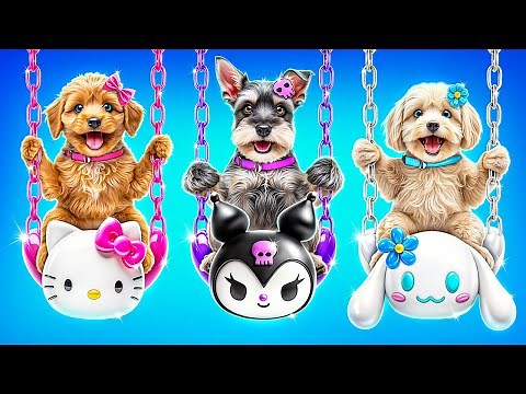 One Colored Dog House Challenge! Hello Kitty vs Kuromi vs Cinnamoroll