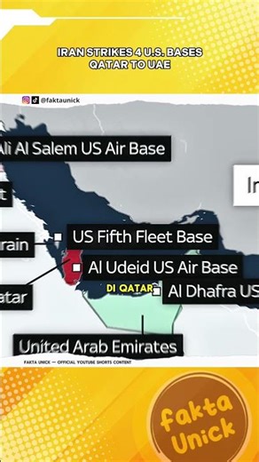 Four US military bases in Qatar and the UAE were hit by Iranian missiles.