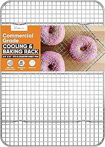 PriorityChef 18/8 Stainless Steel Cooling Rack, Heavy Duty Baking Rack For Oven Cooking, Fits Quarter Sheet Pan, Wire Rack For Cooking, Bacon, Cookie Cooling Rack, 8.5" x 12"
