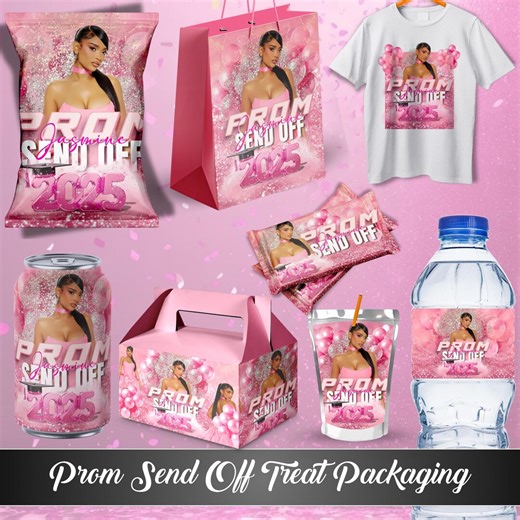 Prom Send off Party Favor Bundle, Prom Send off Treat Packaging, Canva Party Bundle, Custom Water Labels, Chip Bag Editable Digital Download - Etsy