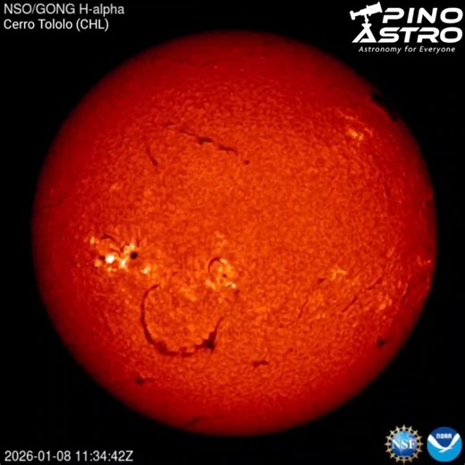 Sun in H-alpha: Jan 8, 2026 #PinoAstro