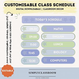 Colorful Classroom Schedule Printable: Editable Teacher Planner (digital Download A4/8.3x11.7in) - Etsy