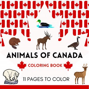 Animals of Canada Coloring Book - Canada Day Activities - 11 Pages to Color