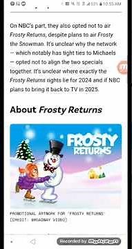 Frosty Returns won't air on TV this year.
