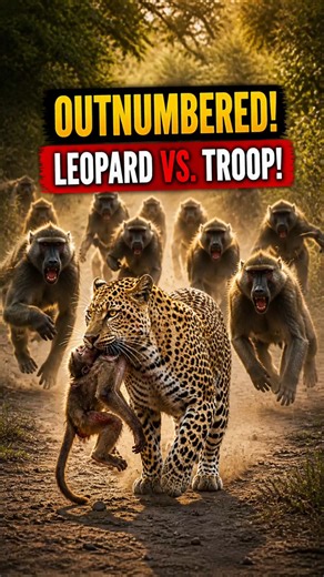 Baboons Refuse To Back Down Against Leopard #baboon #leopard