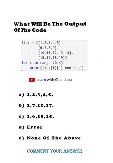 Python Quiz | Learn with Chandana | #python #learnwithchandana